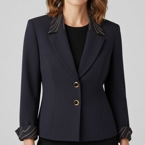 Joseph Ribkoff 12 Old Money 90s Modern Comtemporary Metallic Lapelle Blazer